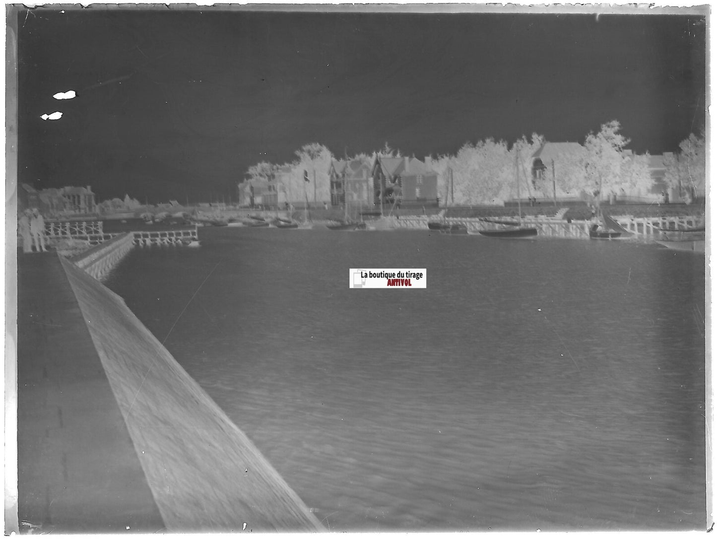 La Baule-Escoublac, le Port, Plaque verre photo, négatif noir & blanc 9x12 cm