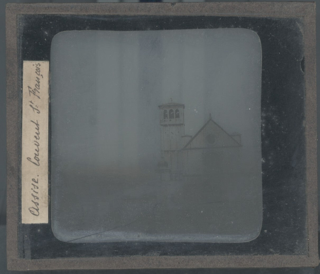 Assise, Ombrie, Italie, photo plaque verre, noir & blanc, positif 8,5x10 cm