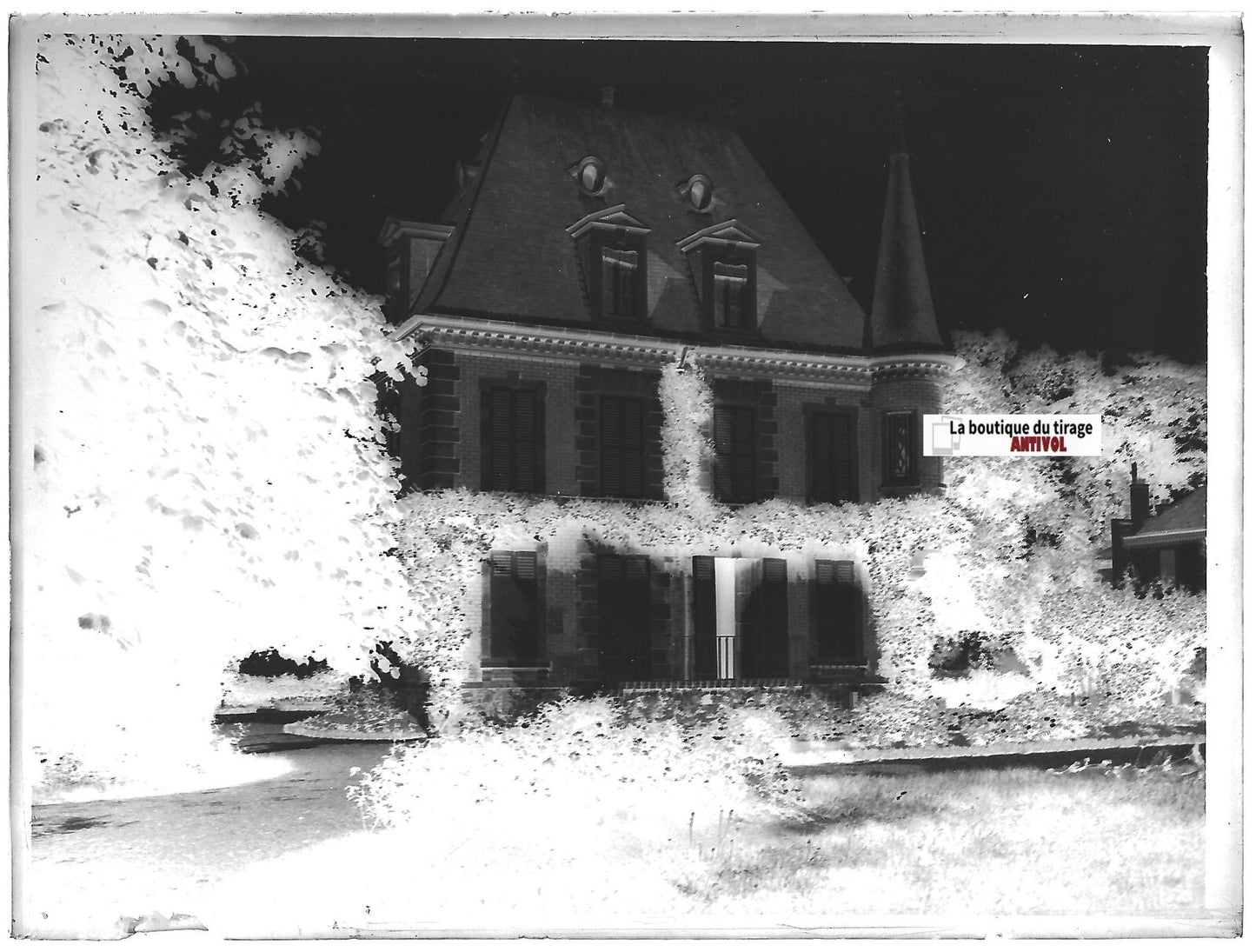 Château, France, Plaque verre photo ancienne, négatif noir & blanc 9x12 cm