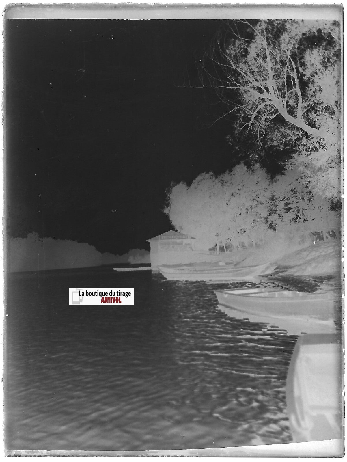 La Garonne, Toulouse, Plaque verre photo ancienne, négatif noir & blanc 9x12 cm