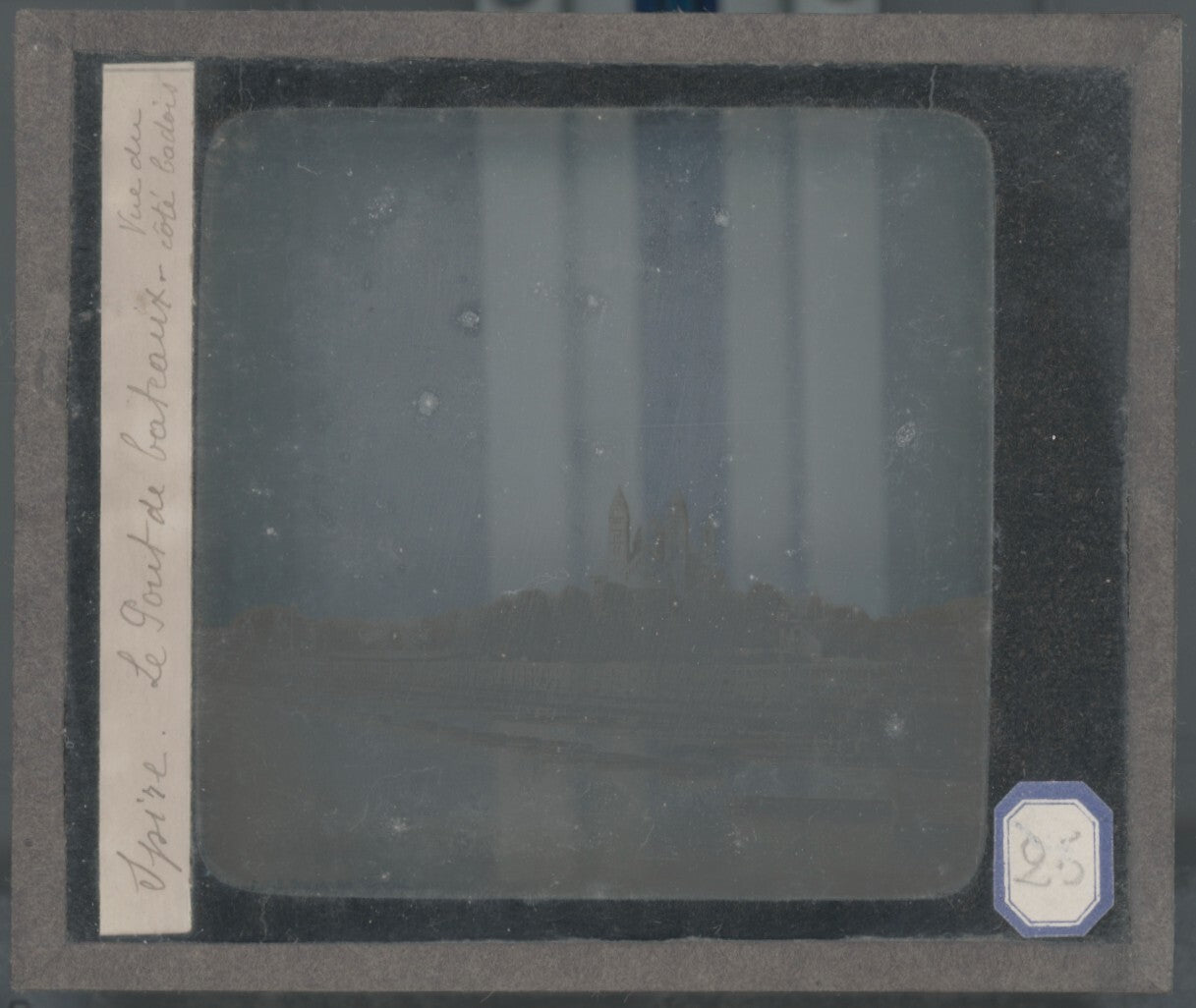 Cathédrale de Spire, bateaux, Allemagne, photo plaque verre, positif 8,5x10 cm