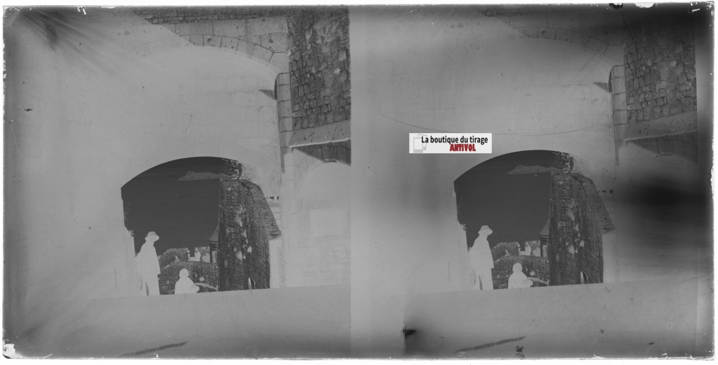 Le Mont-Saint-Michel, Normandie, plaque stéréo ancienne verre, négatif 9x18 cm