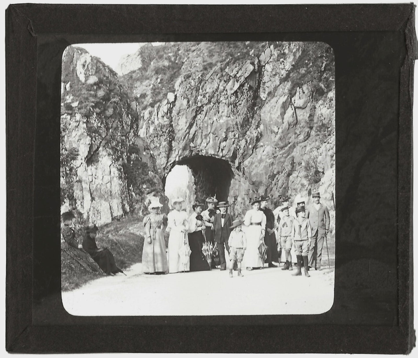 Col de la Schlucht, tunnel, photo ancienne plaque de verre, positif 8,5x10 cm