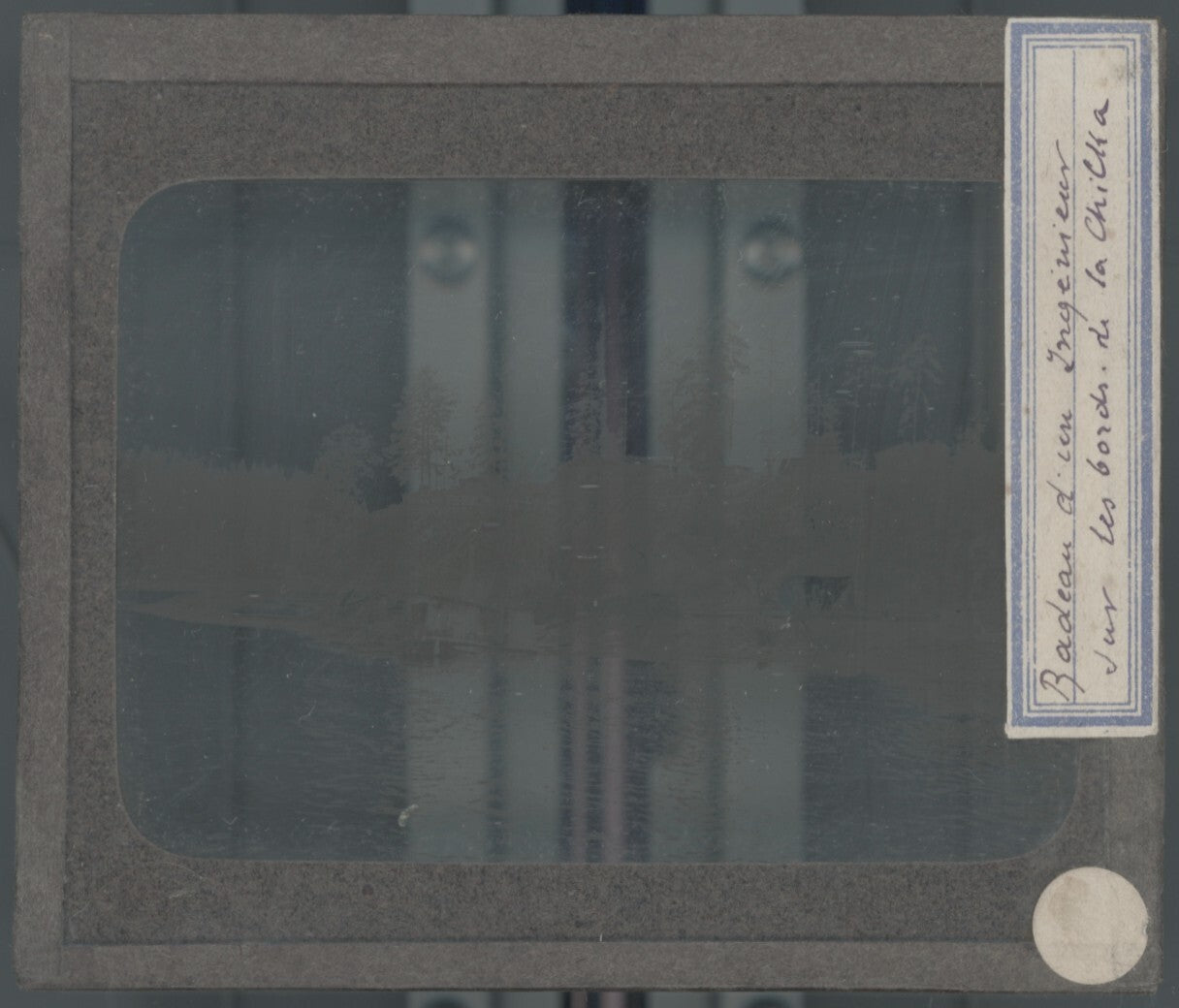 Russie, Chilka, bateau, photo plaque verre, noir & blanc, positif 8,5x10 cm