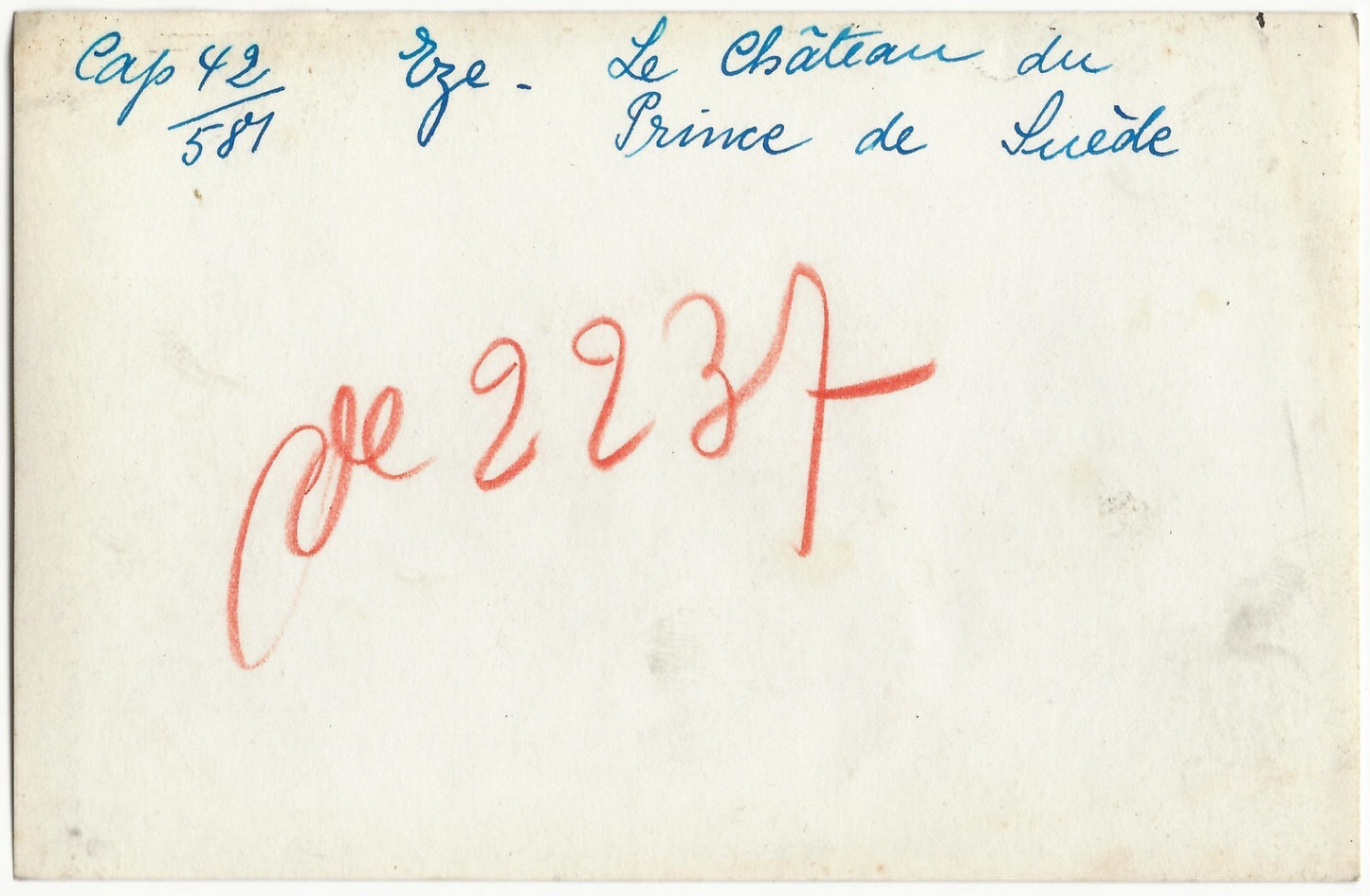 Plaque verre photo négatif noir & blanc 9x14 cm, Èze, château du prince de Suède