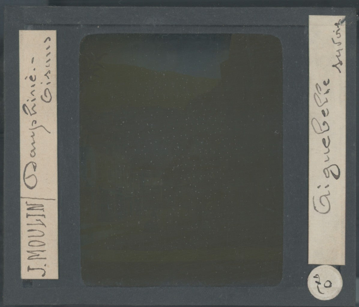 Aiguebelle, Savoie, photo J. Moulin, plaque verre couleur, positif 8,5x10 cm