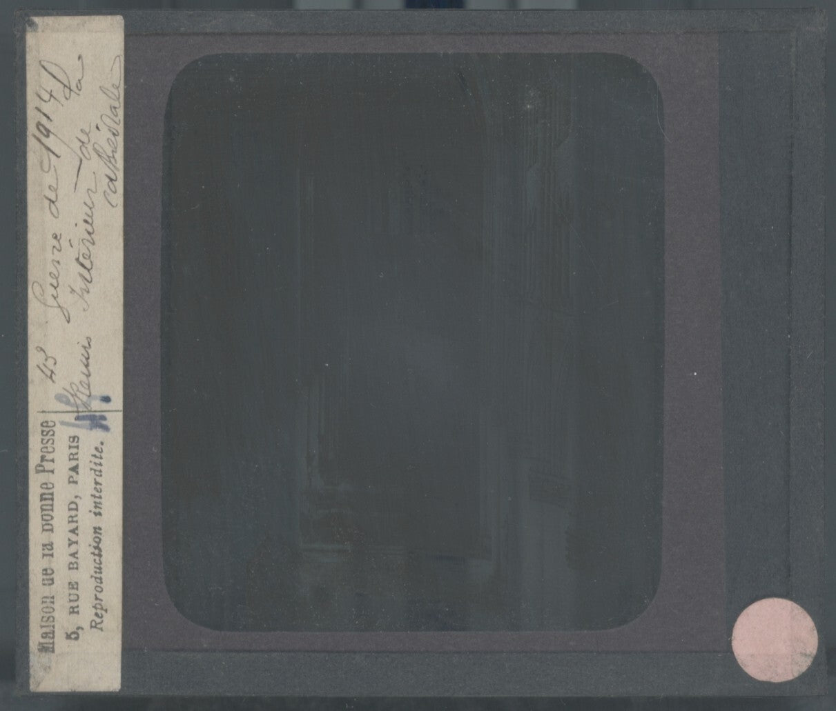 Reims après le bombardement, photo plaque verre, noir & blanc, positif 8,5x10 cm