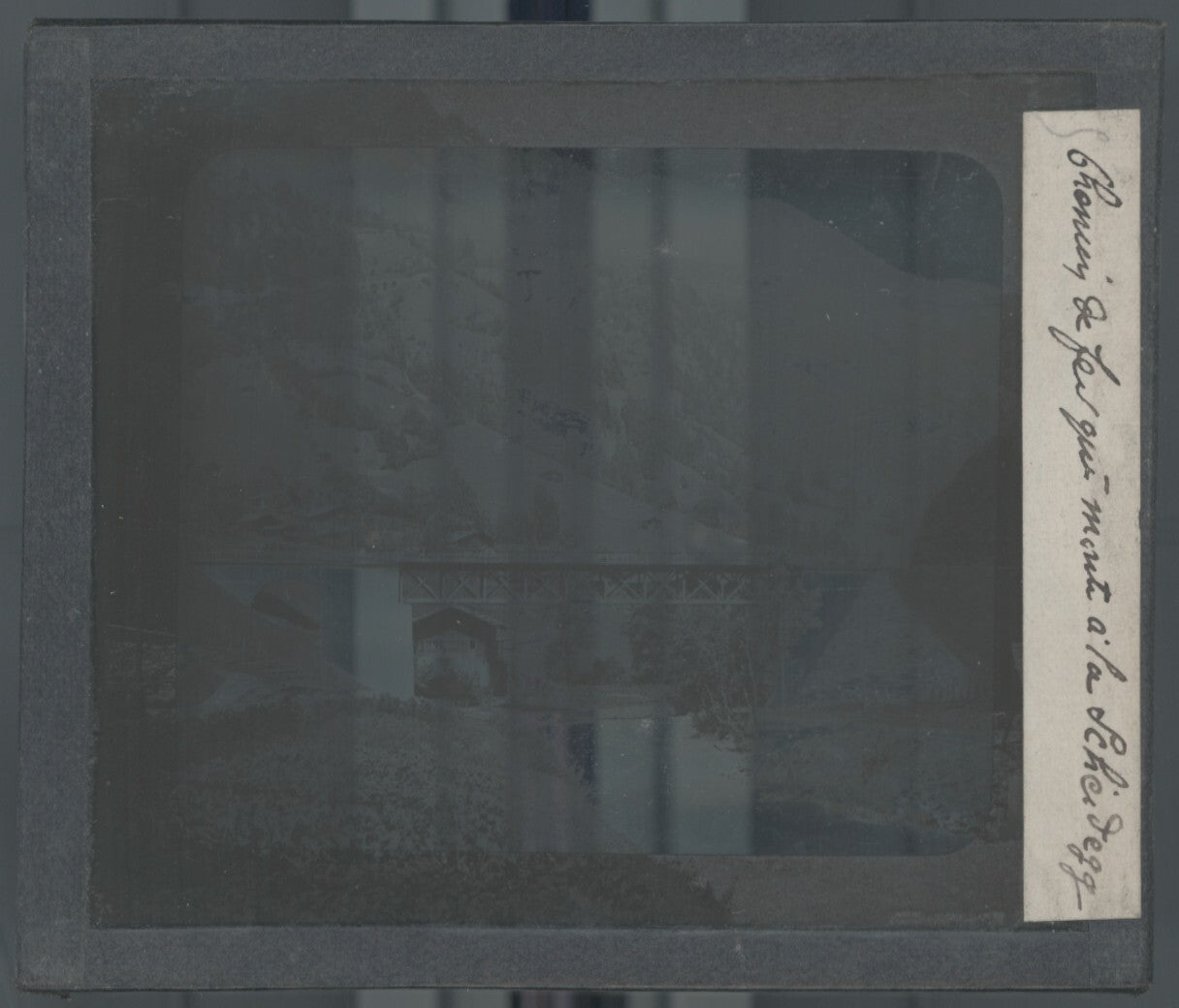 Lauterbrunnen chemin de fer, photo plaque verre, noir & blanc, positif 8,5x10 cm