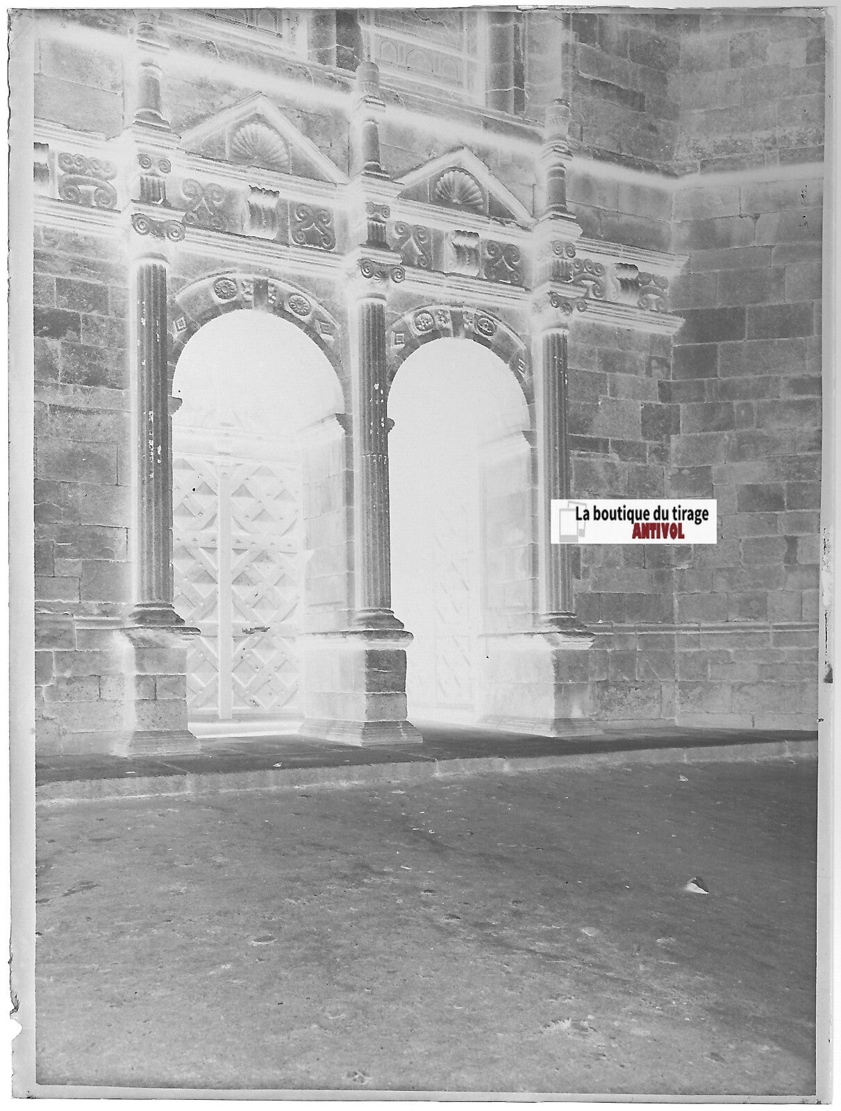 Dinan, Église Saint-Malo, Plaque verre photo, négatif noir & blanc 9x12 cm