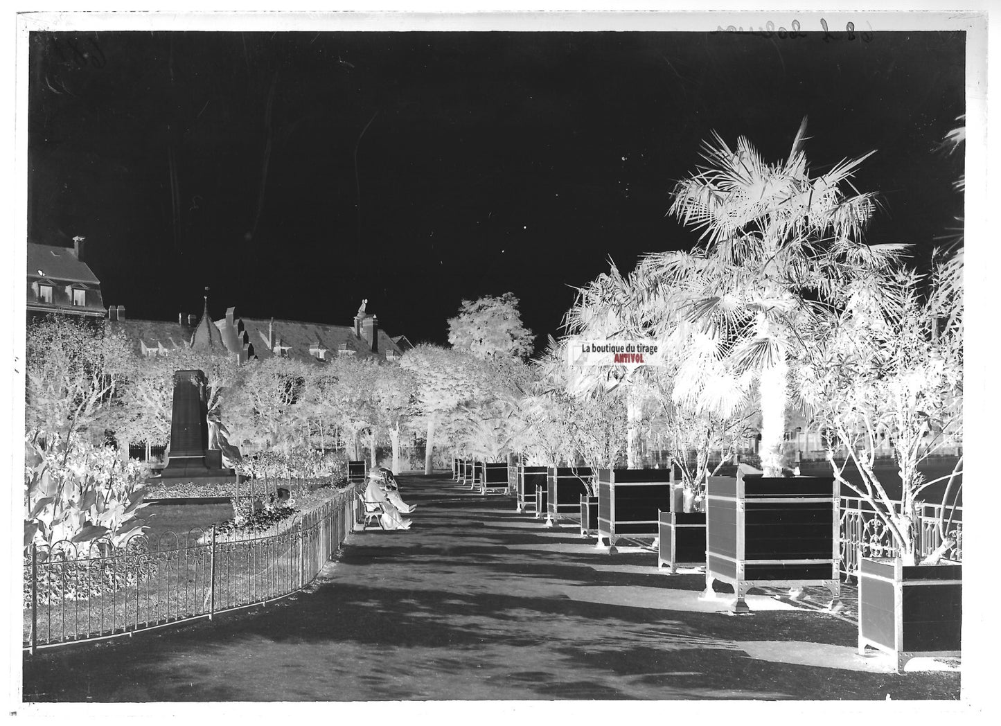 Plaque verre photo ancienne négatif noir et blanc 13x18 cm centre-ville Colmar
