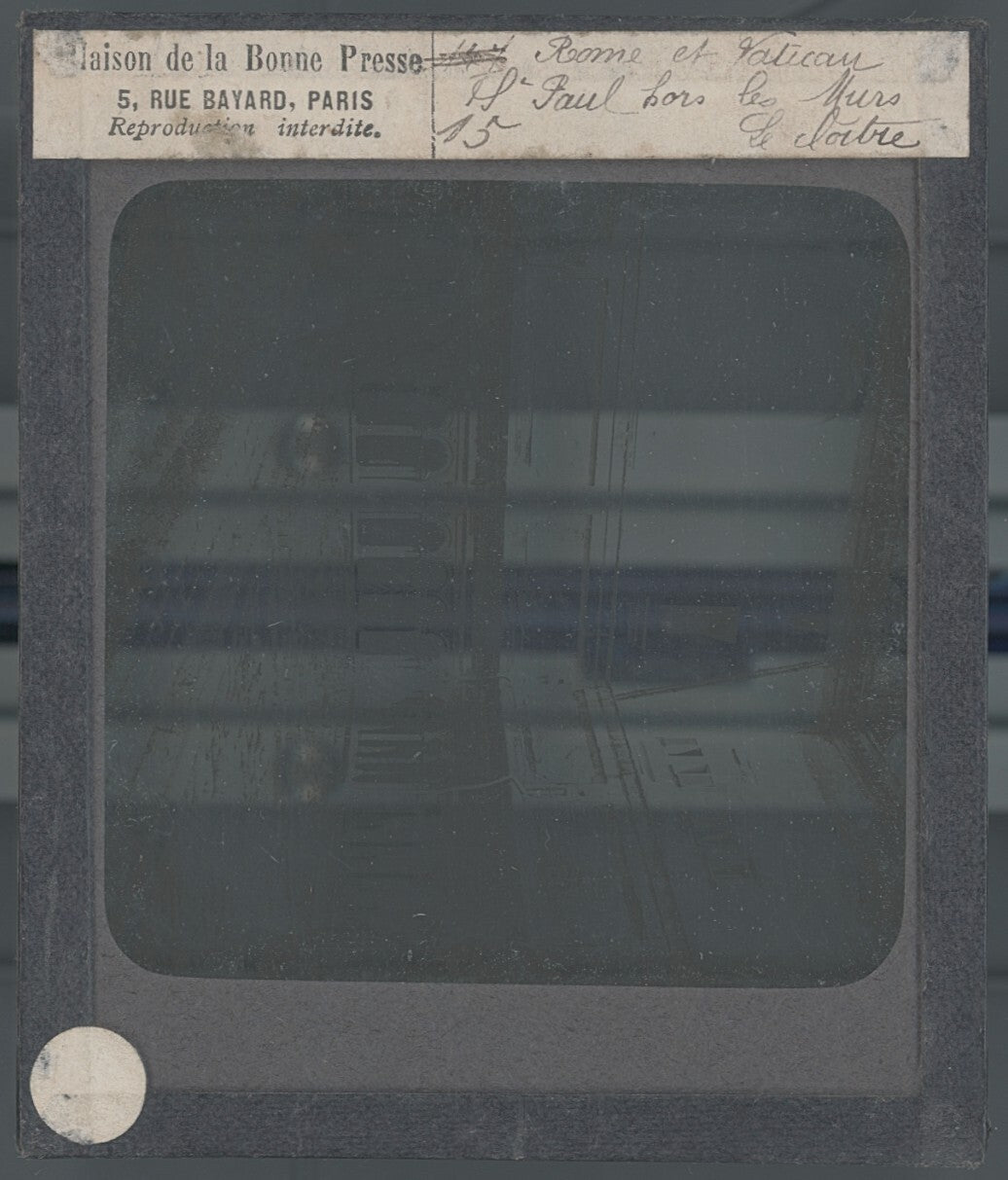 Basilique Saint-Paul-Hors-Les-Murs, Rome, photo plaque verre, positif 8,5x10 cm