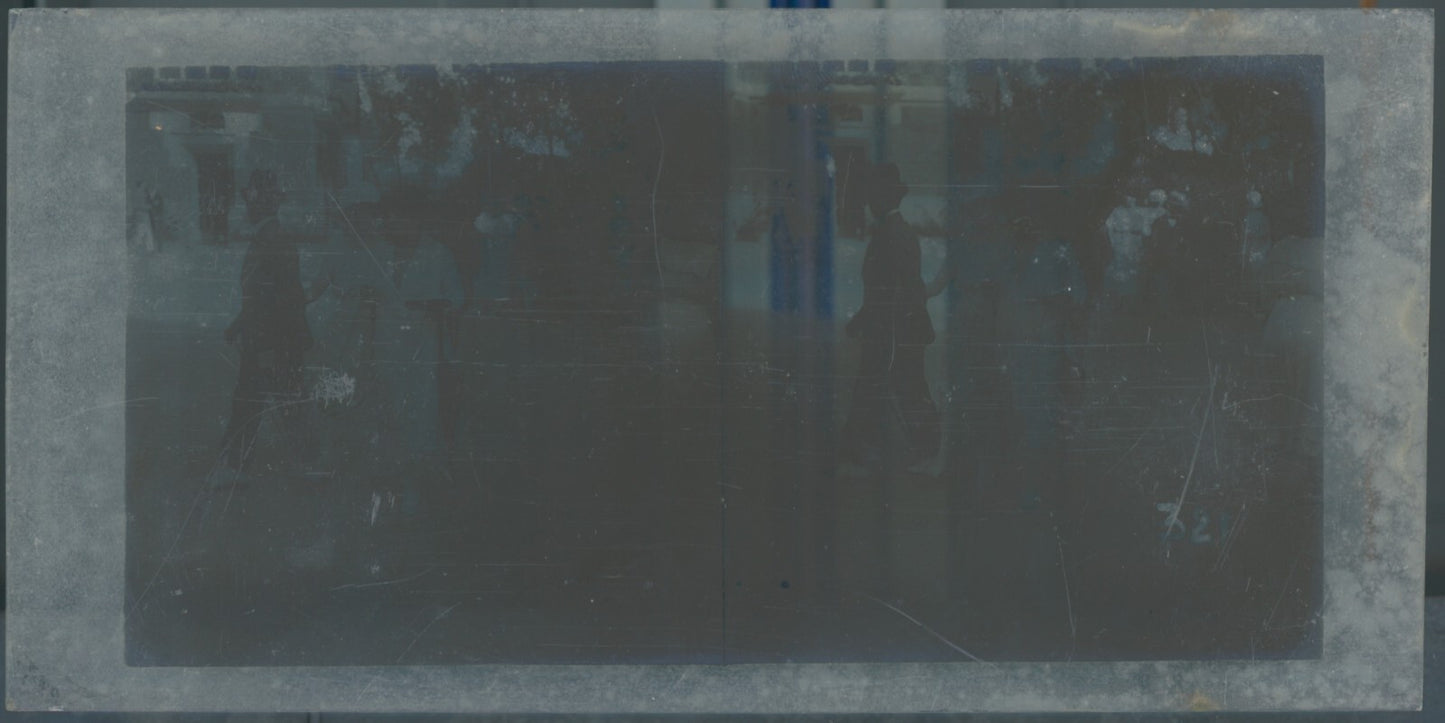 Hippodrome de Longchamp, Paris, stéréoscopie plaque verre, positif 8,5x17 cm