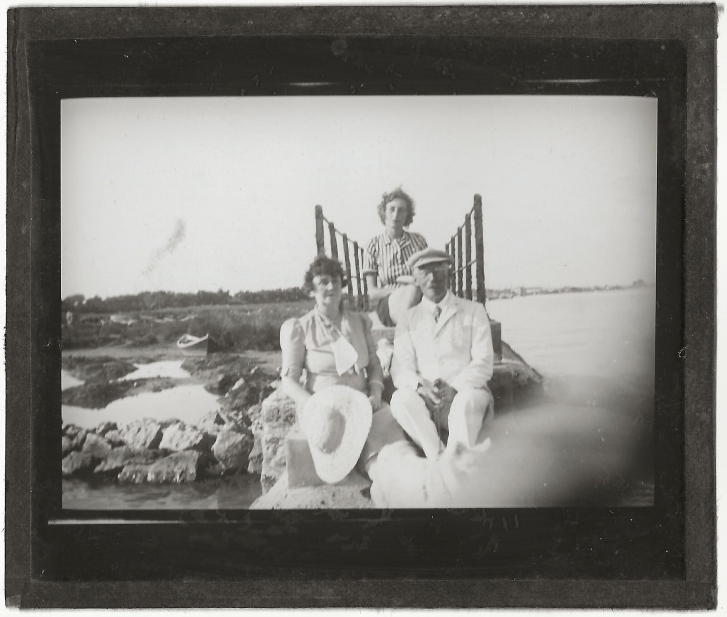 Valras-Plage, promenade, photo ancienne plaque de verre, positif 8,5x10 cm