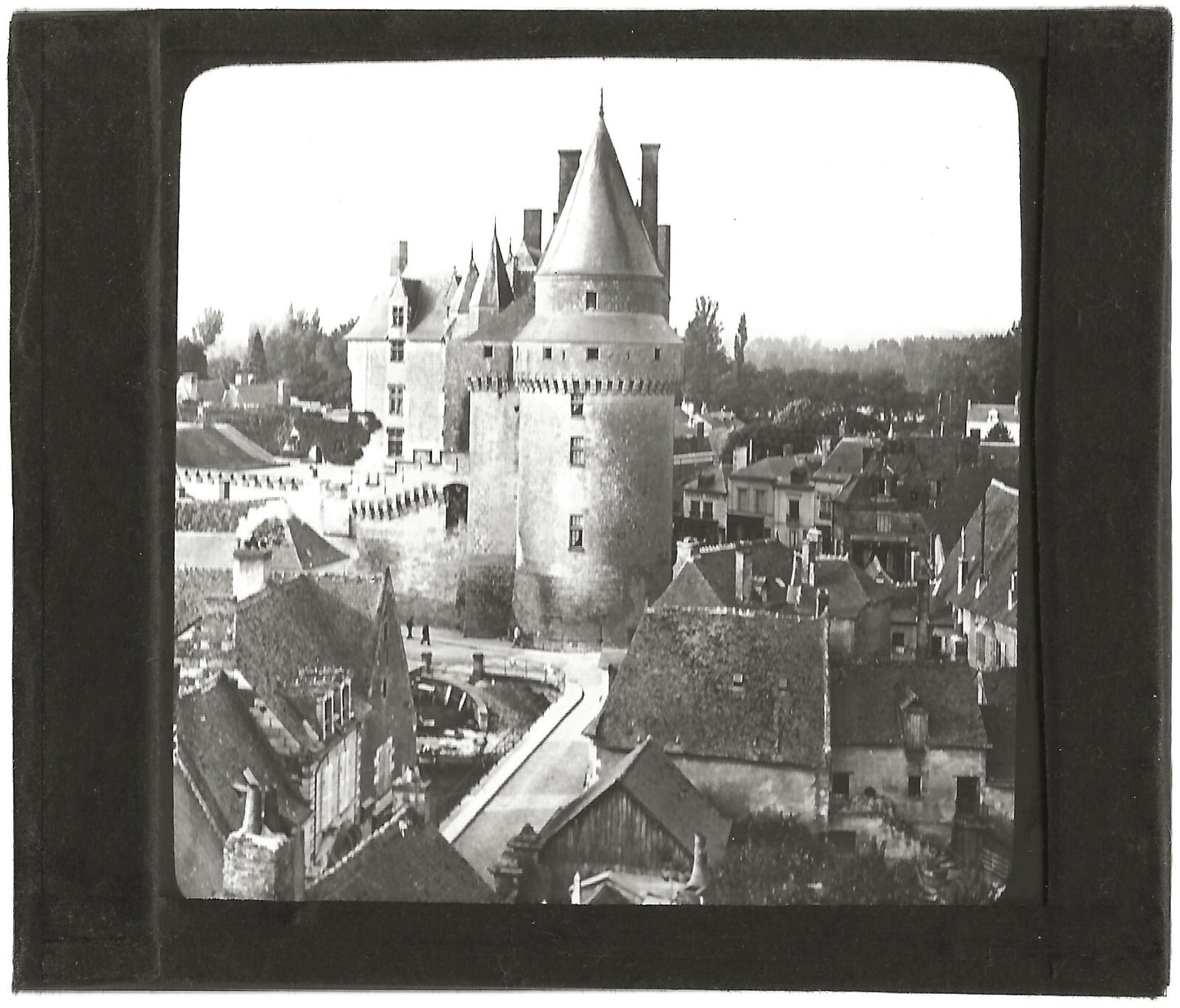 Château de Langeais, France, photo ancienne plaque de verre, positif 8,5x10 cm