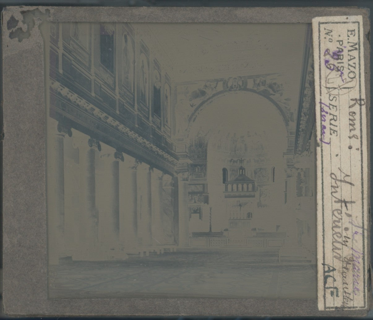 Rome Italie, Basilique, photo plaque verre, noir & blanc, positif 8,5x10 cm