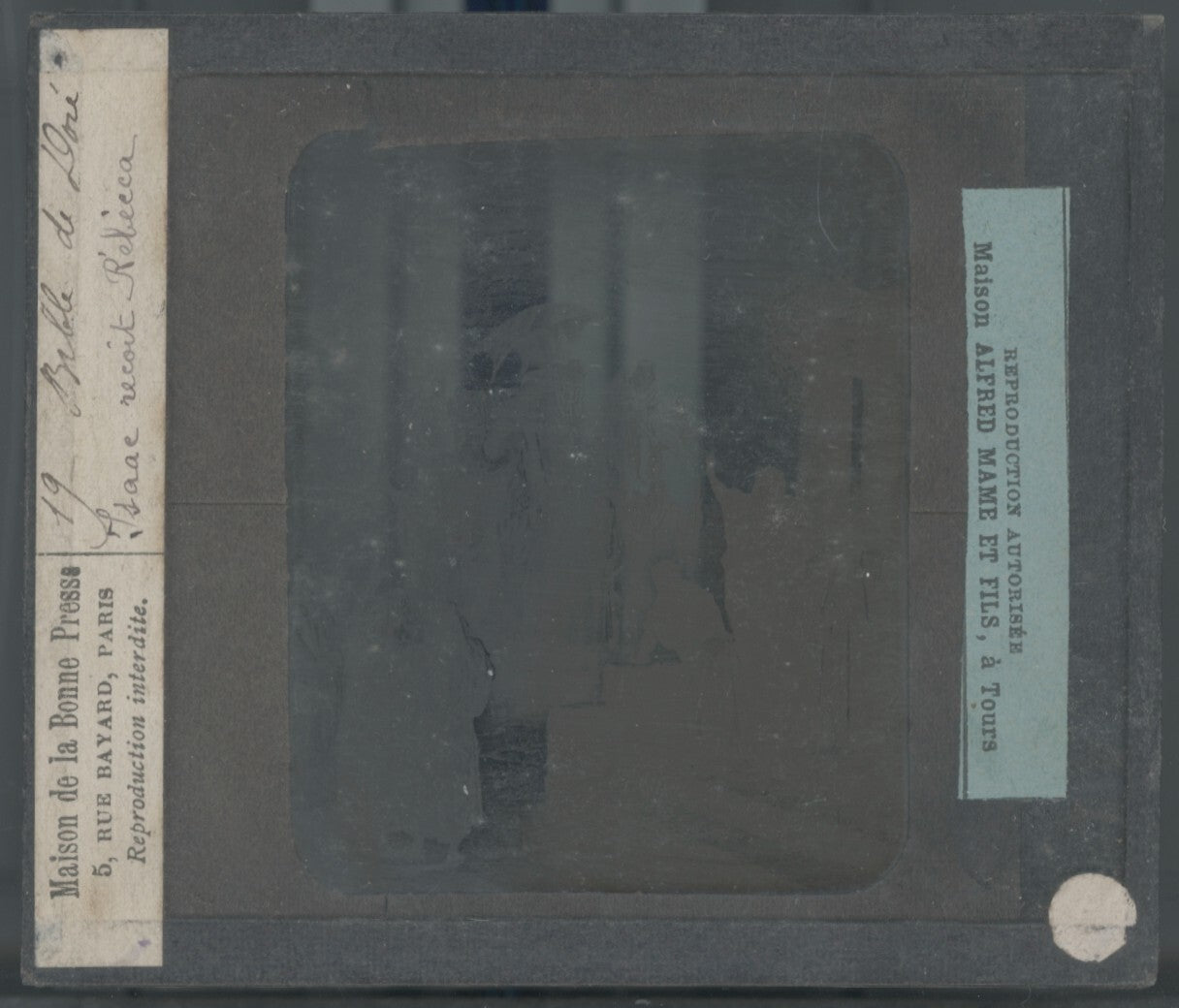 Histoire, Bible Doré, dessin, plaque de verre, noir & blanc, positif 8,5x10 cm