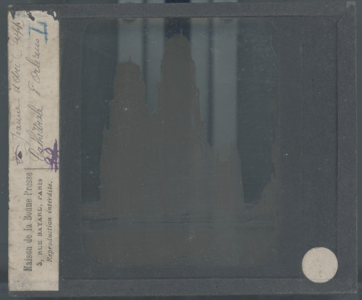 Cathédrale, Orléans, photo plaque verre, noir & blanc, positif 8,5x10 cm