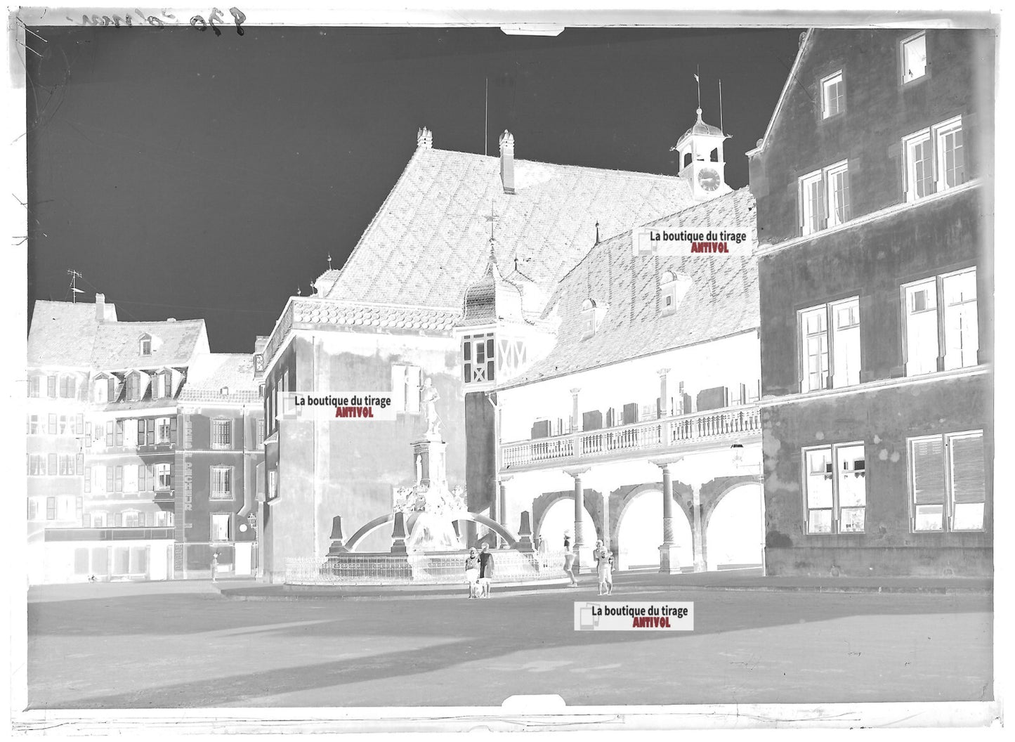 Plaque verre photo ancienne négatif noir et blanc 13x18 cm douane Colmar