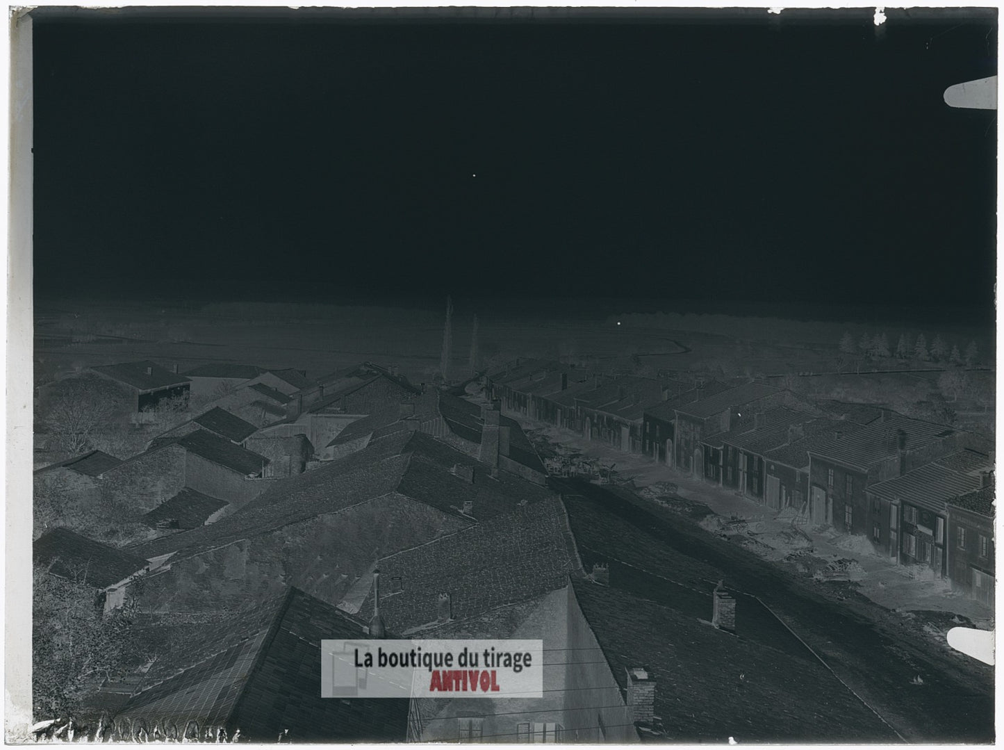 Rue, village France, plaque verre, photo ancienne, négatif 9x12 cm