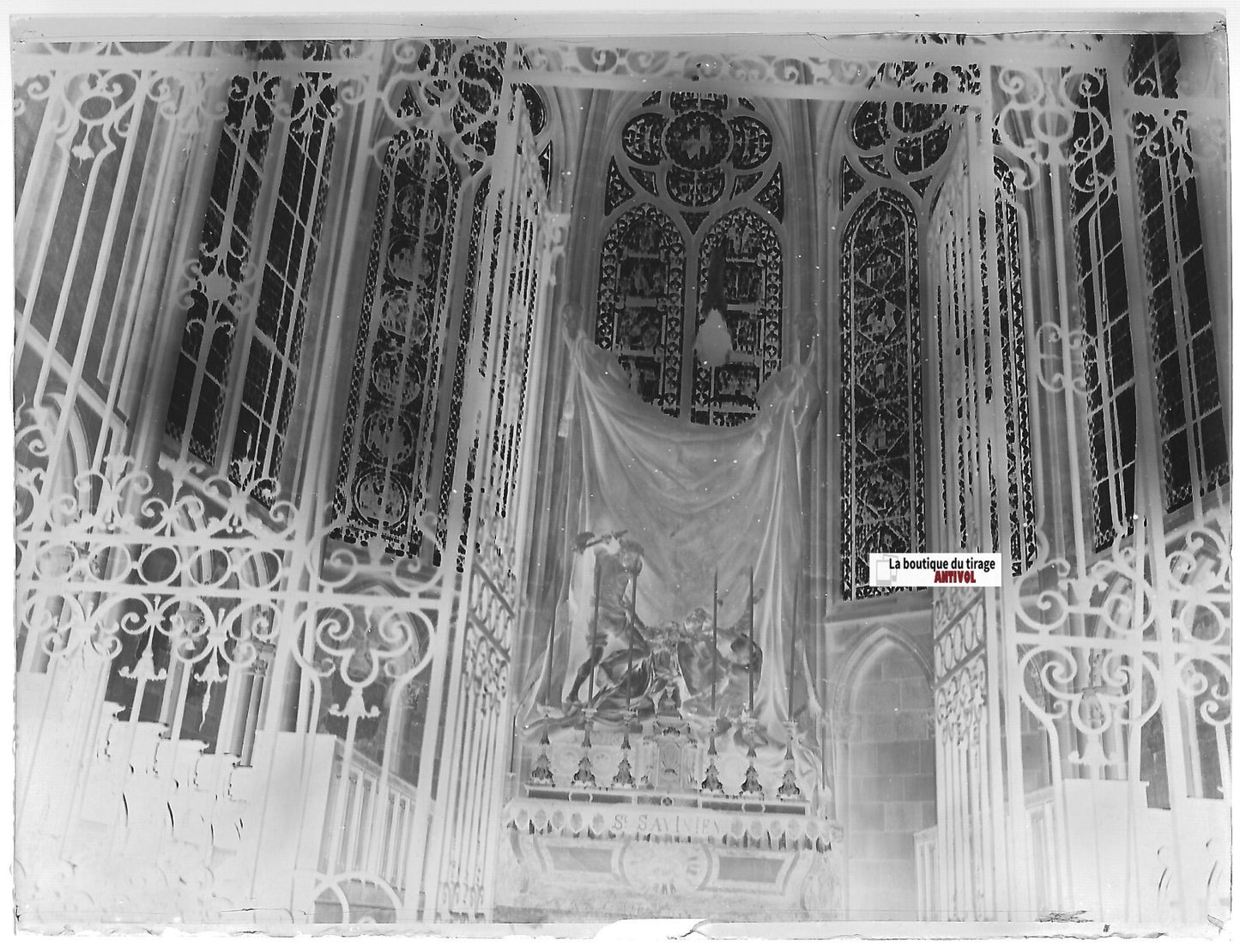 Sens, Cathédrale Saint-Étienne, Plaque verre photo, négatif noir & blanc 9x12 cm