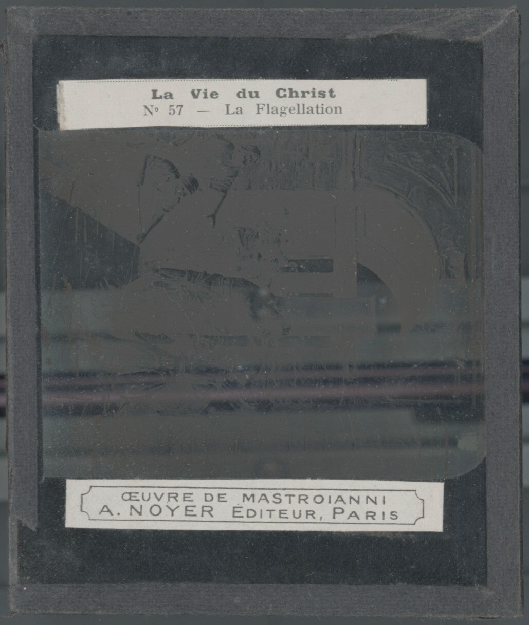 Flagellation du Christ, religion, sculpture, plaque verre, positif 8,5x10 cm