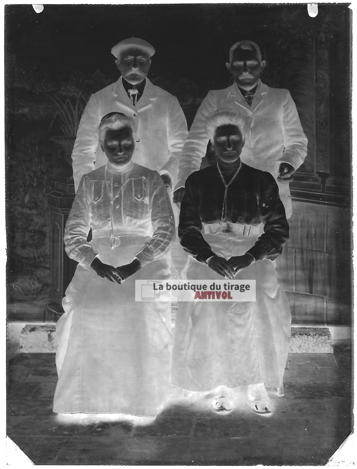 Plaque verre photo ancienne négatif noir et blanc 9x12 cm couple France vintage