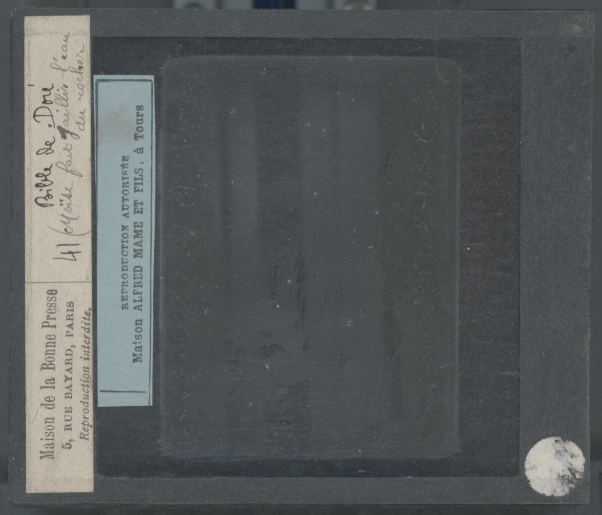 Histoire, Bible Doré, dessin, plaque de verre, noir & blanc, positif 8,5x10 cm