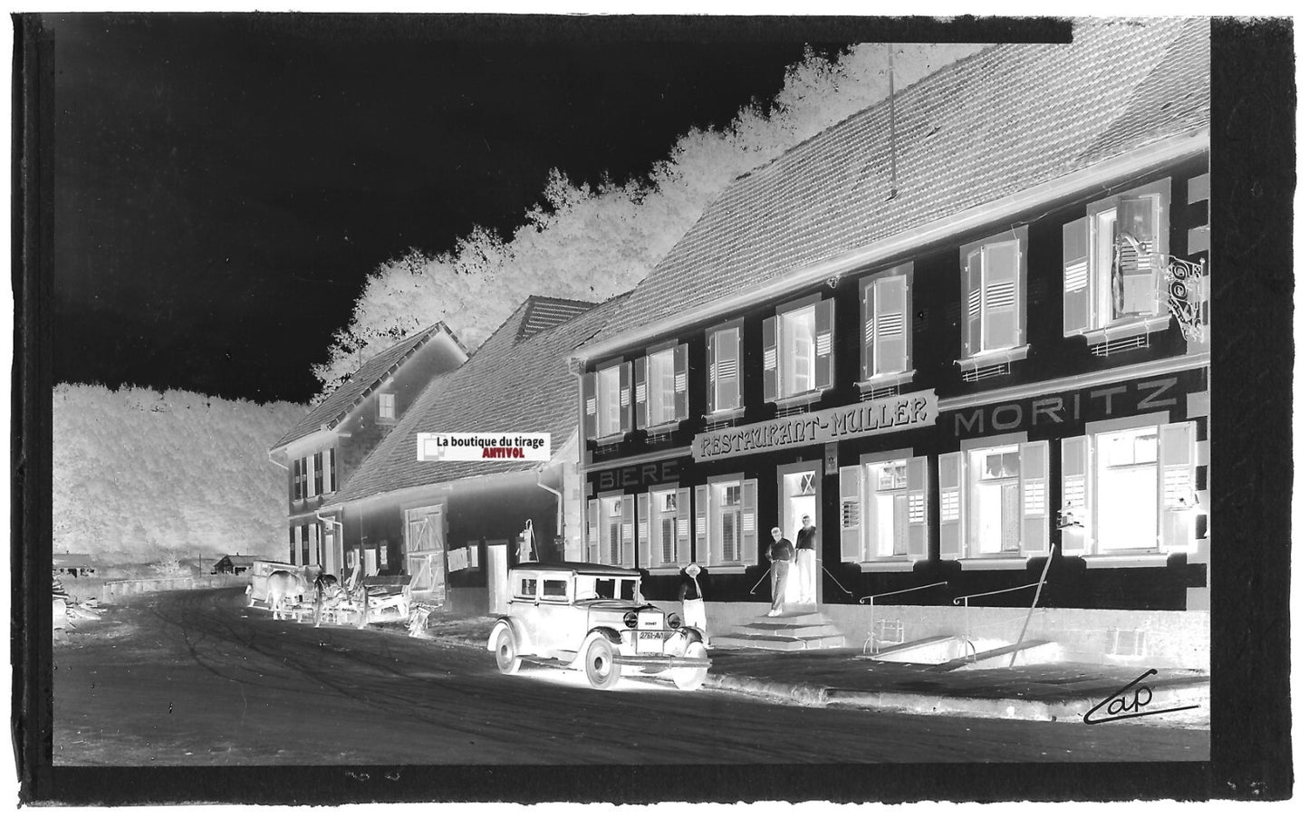 Plaque verre photo ancienne, négatif noir & blanc 9x14 cm, Philippsbourg, Muller