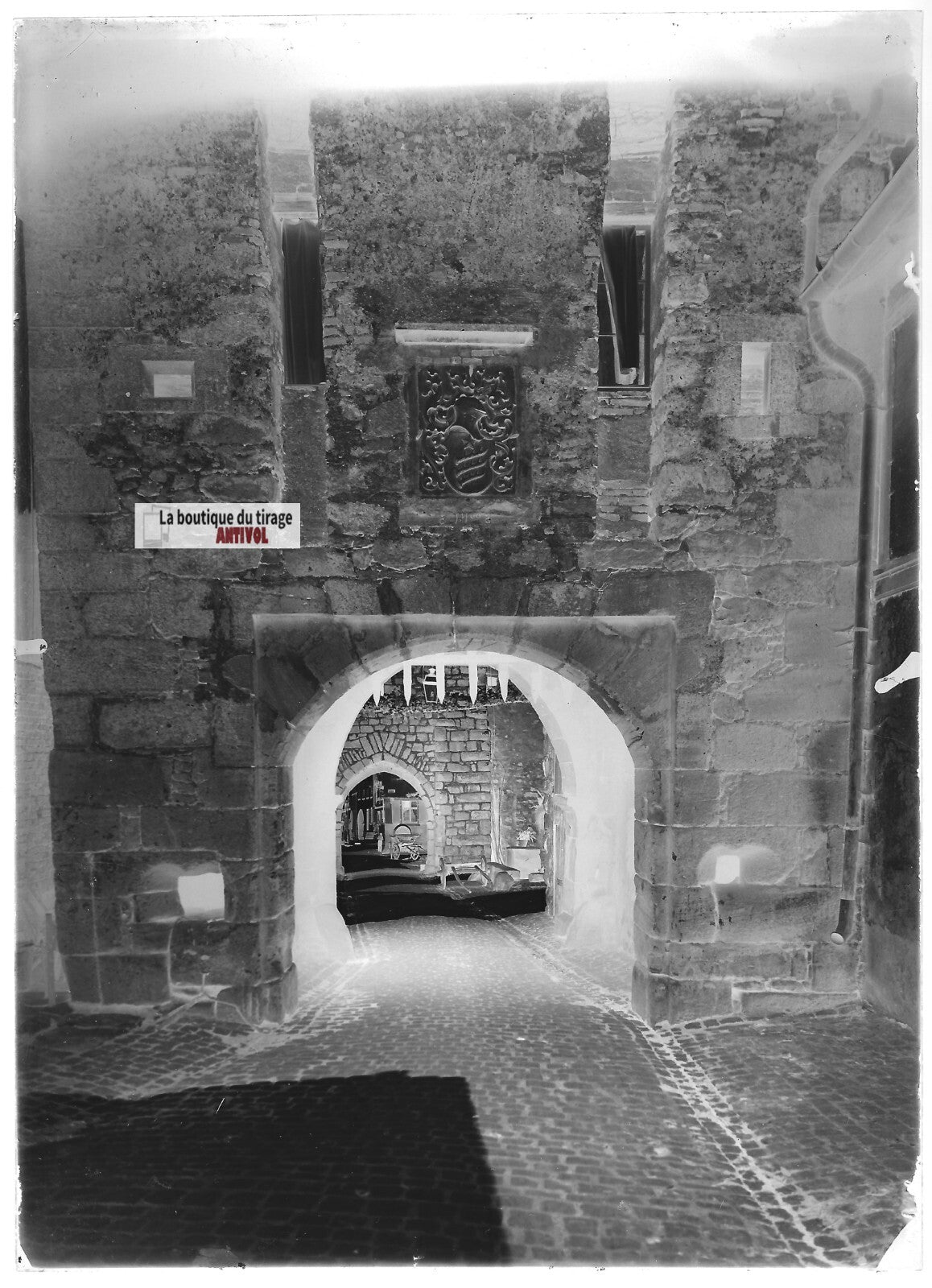 Plaque verre photo négatif noir et blanc 13x18 cm RIQUEWIHR France vintage