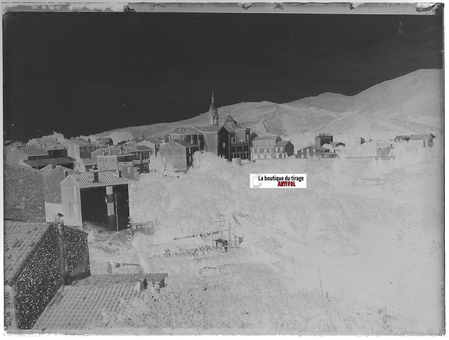Banyuls-sur-Mer, Plaque verre photo ancienne, négatif noir & blanc 9x12 cm