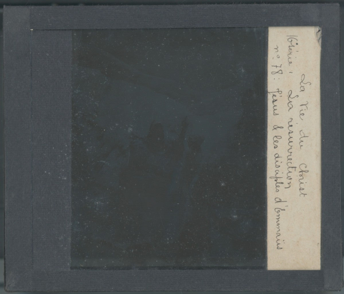 Jésus et les disciples d’Emmaüs, photo plaque verre, noir & blanc, 8,5x10 cm