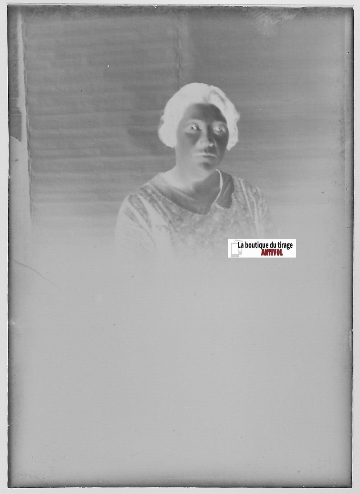 Femme, portrait, Plaque verre photo ancienne, négatif noir & blanc 6x9 cm