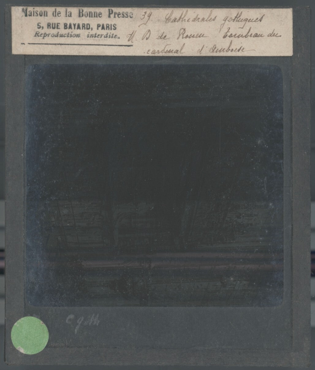 Tombeau des cardinaux d'Amboise, Rouen, photo plaque verre, positif 8,5x10 cm