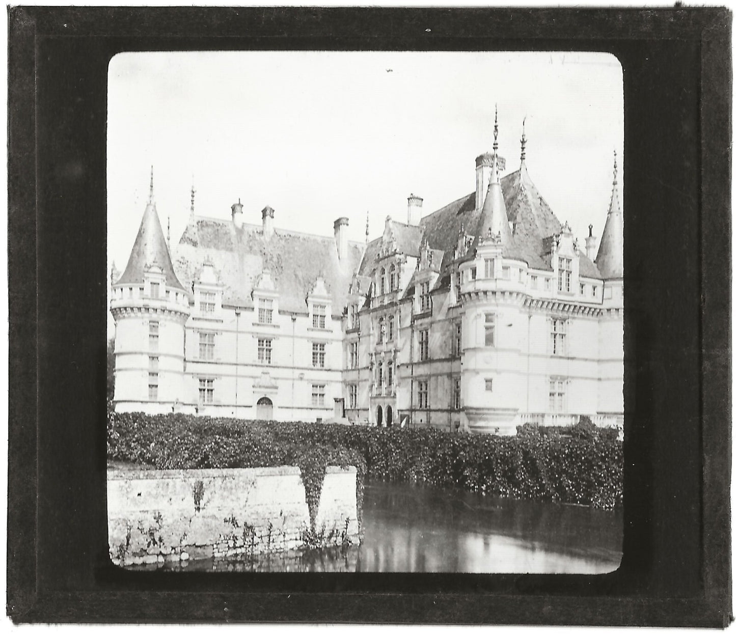 Château d'Azay-le-Rideau, photo ancienne plaque de verre, positif 8,5x10 cm