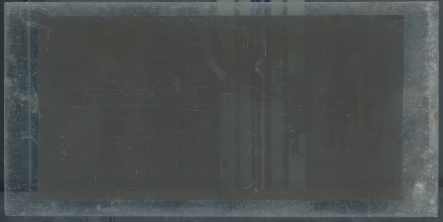 Personnages, Longchamp, Paris, plaque verre stéréoscopique, positif 8,5x17 cm