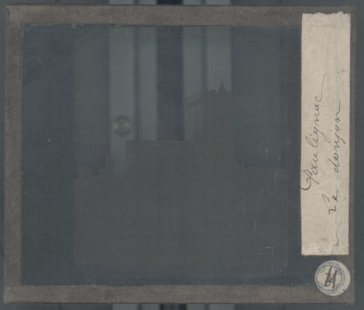 Château de Polignac, photo plaque verre, noir & blanc, positif 8,5x10 cm