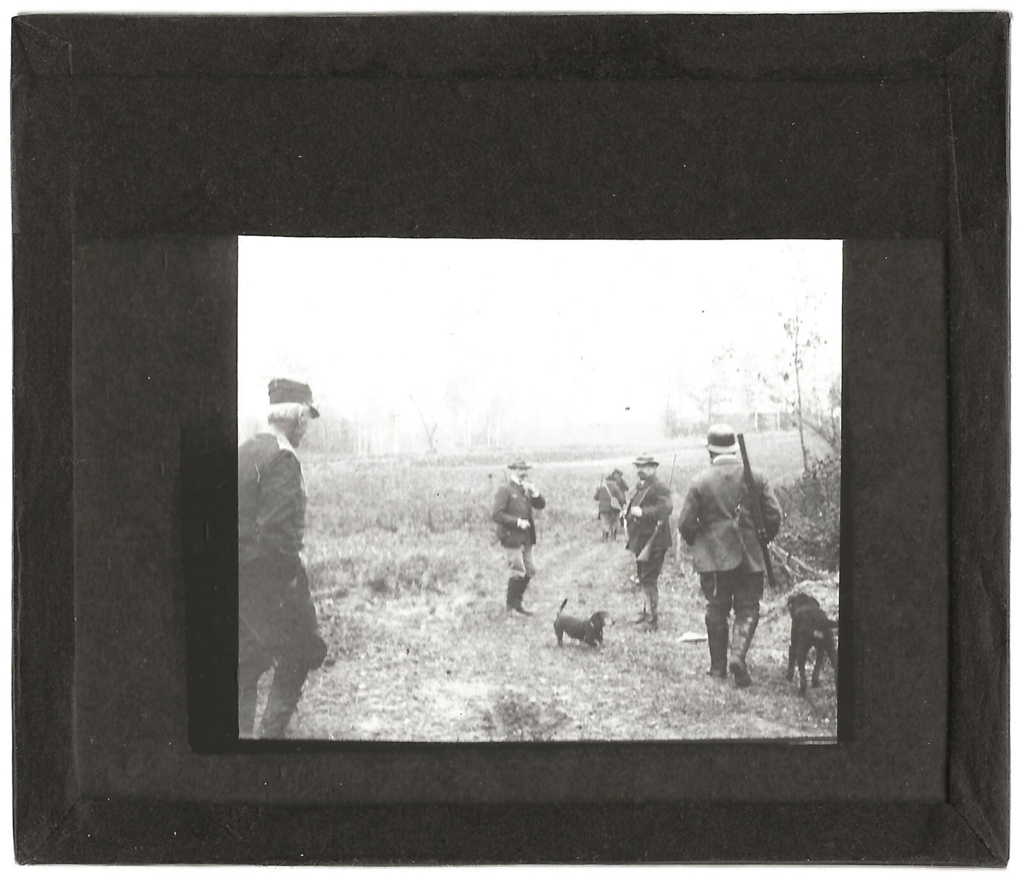 Chasse, Cerny-lès-Bucy, photo ancienne plaque de verre, positif 8,5x10 cm