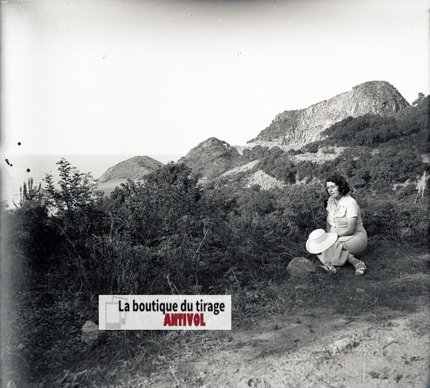 Algérie, Pointe de Cavallo, plaque verre, photo stéréo, négatif N&B 6x13 cm