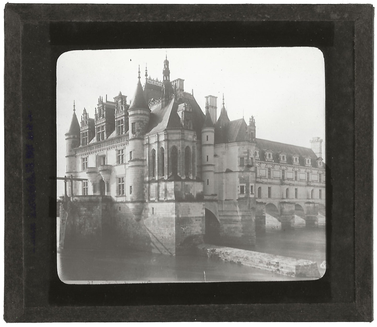 Château de Chenonceau, France, photo ancienne plaque de verre, positif 8,5x10 cm