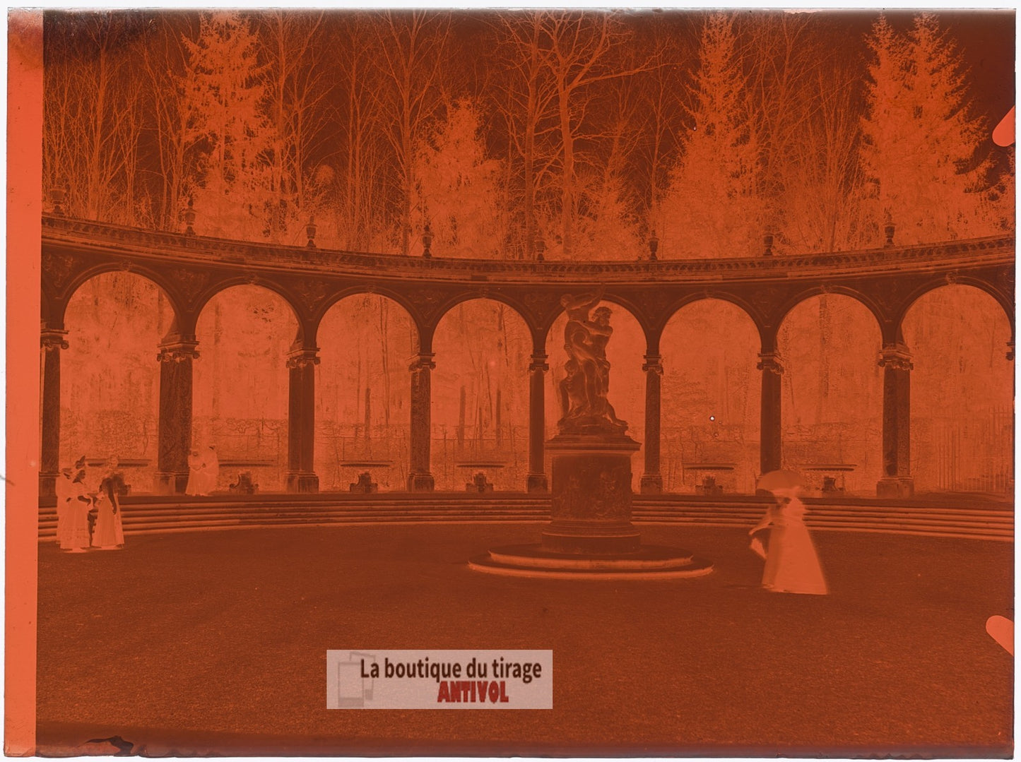 Bosquet de la Colonnade, plaque verre, photo ancienne, négatif 9x12 cm