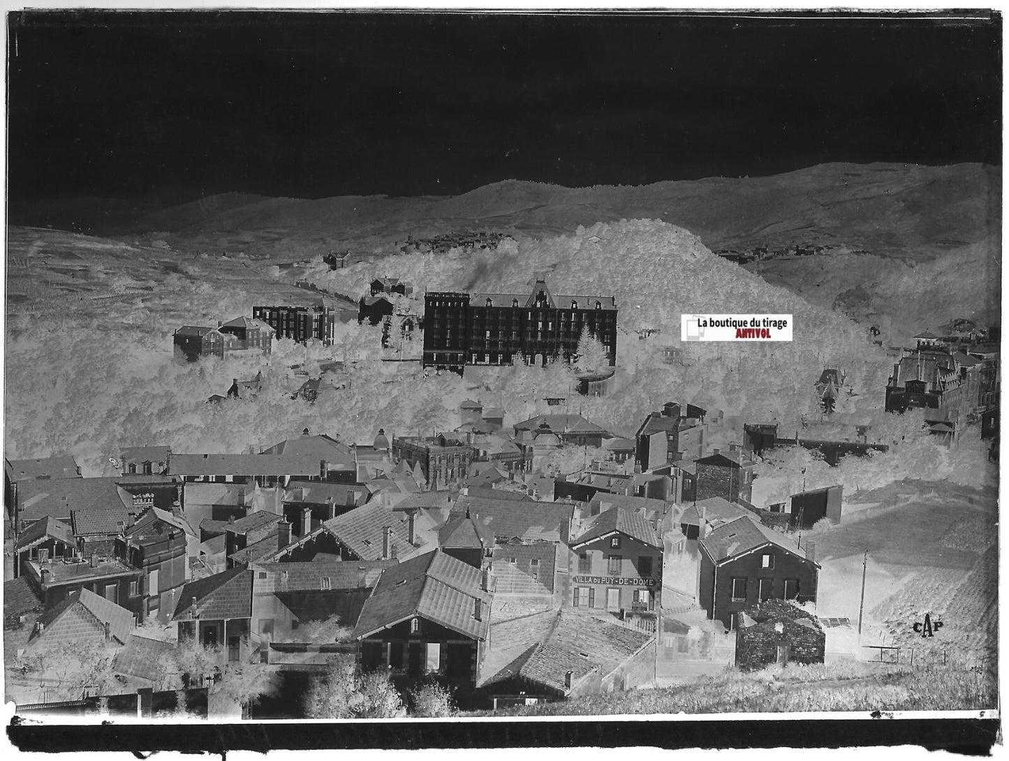 Châtel-Guyon, Auvergne, Plaque verre photo, négatif noir & blanc 10x15 cm