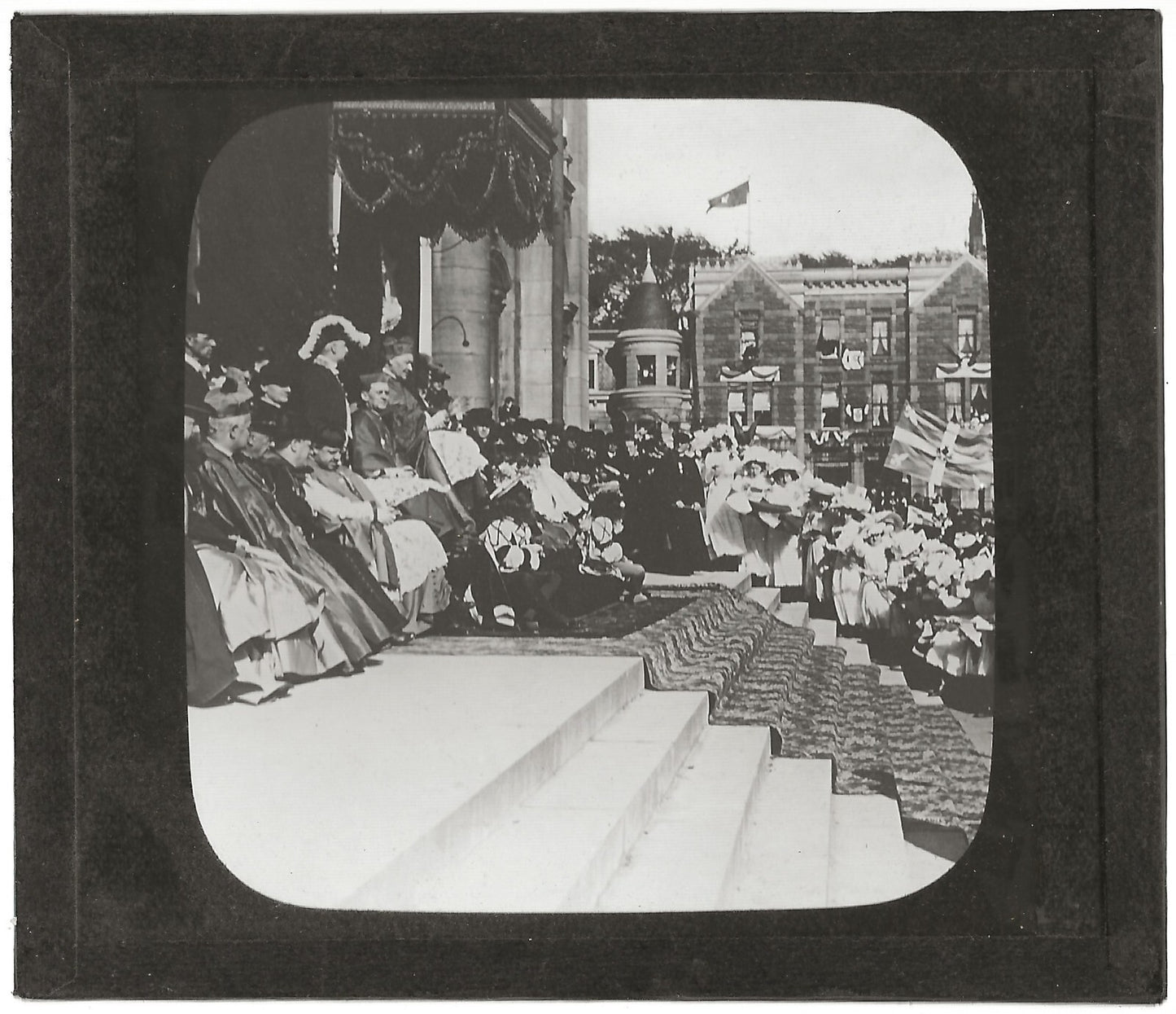 Le cardinal, congrés Montréal, photo ancienne plaque de verre, positif 8,5x10 cm