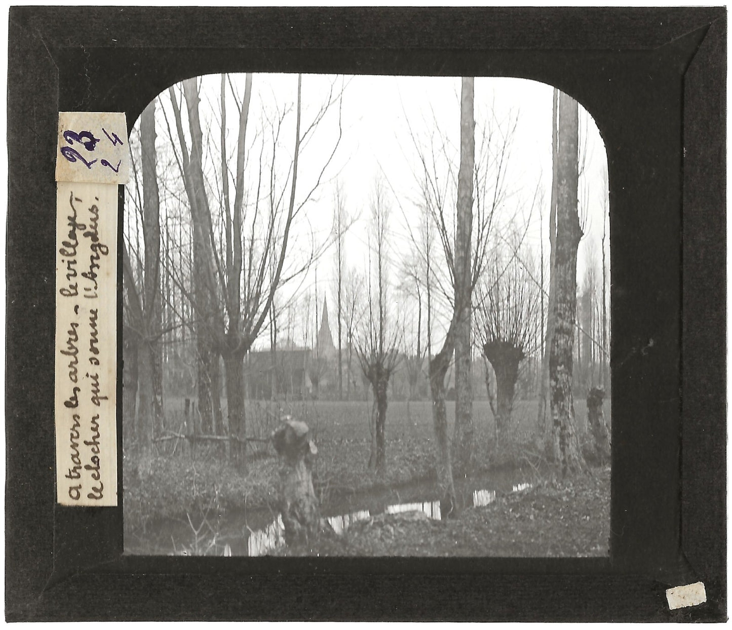 Village de campagne, France, photo ancienne plaque de verre, positif 8,5x10 cm
