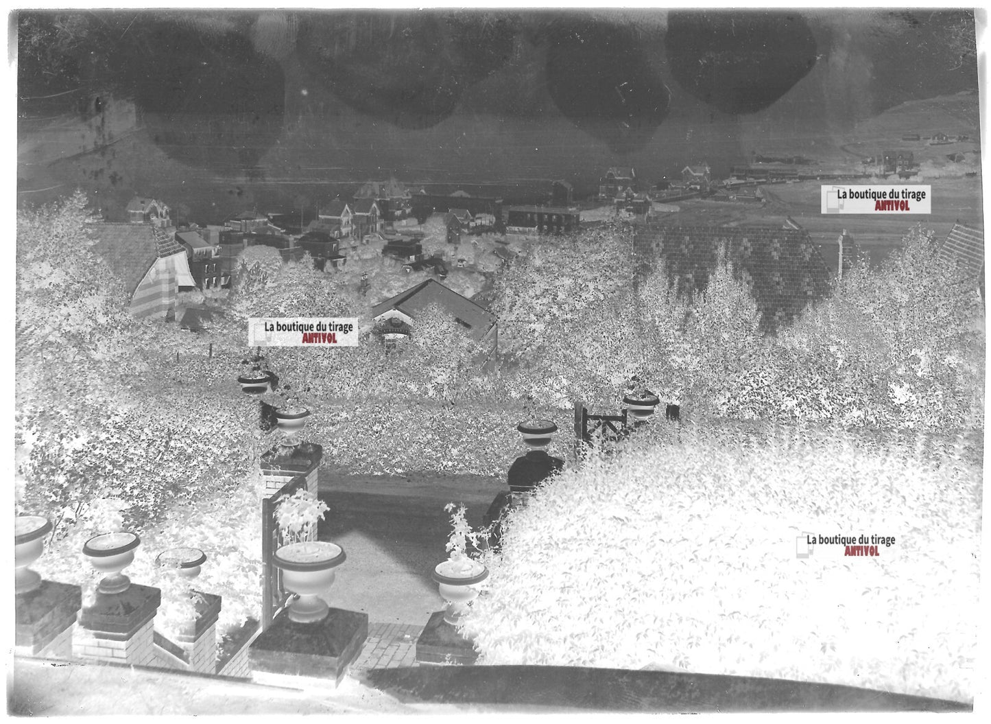 Plaque verre photo ancienne négatif noir et blanc 13x18 cm Sainte-Maxime