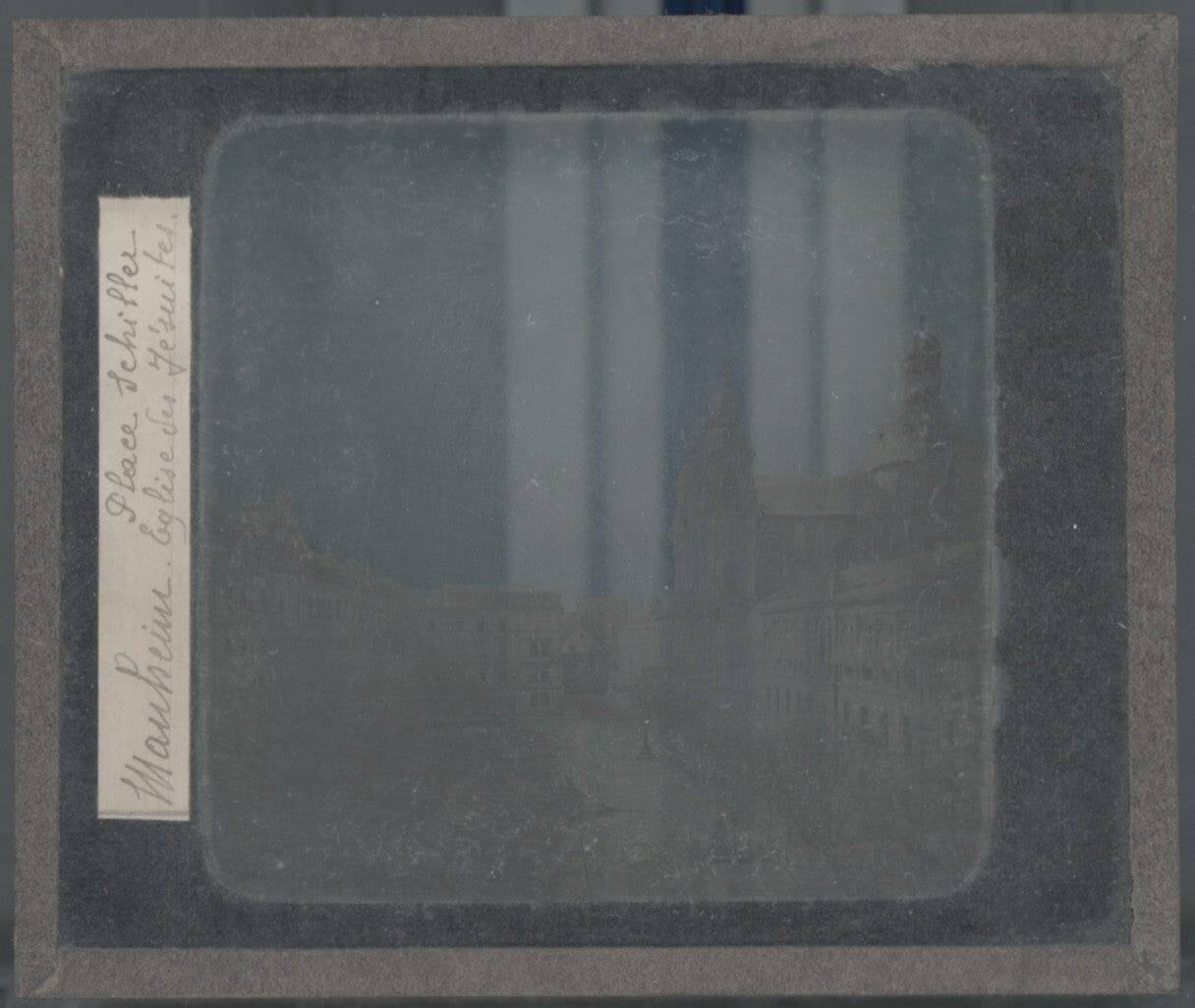Schillerplatz, Mannheim, photo ancienne plaque verre, positif 8,5x10 cm