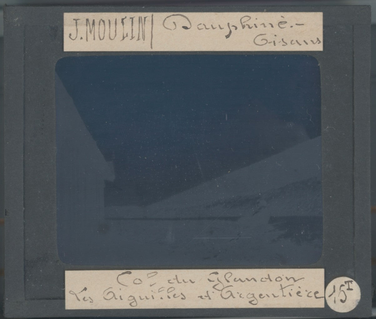 Col du Glandon, photo J. Moulin, plaque verre, couleur, positif 8,5x10 cm