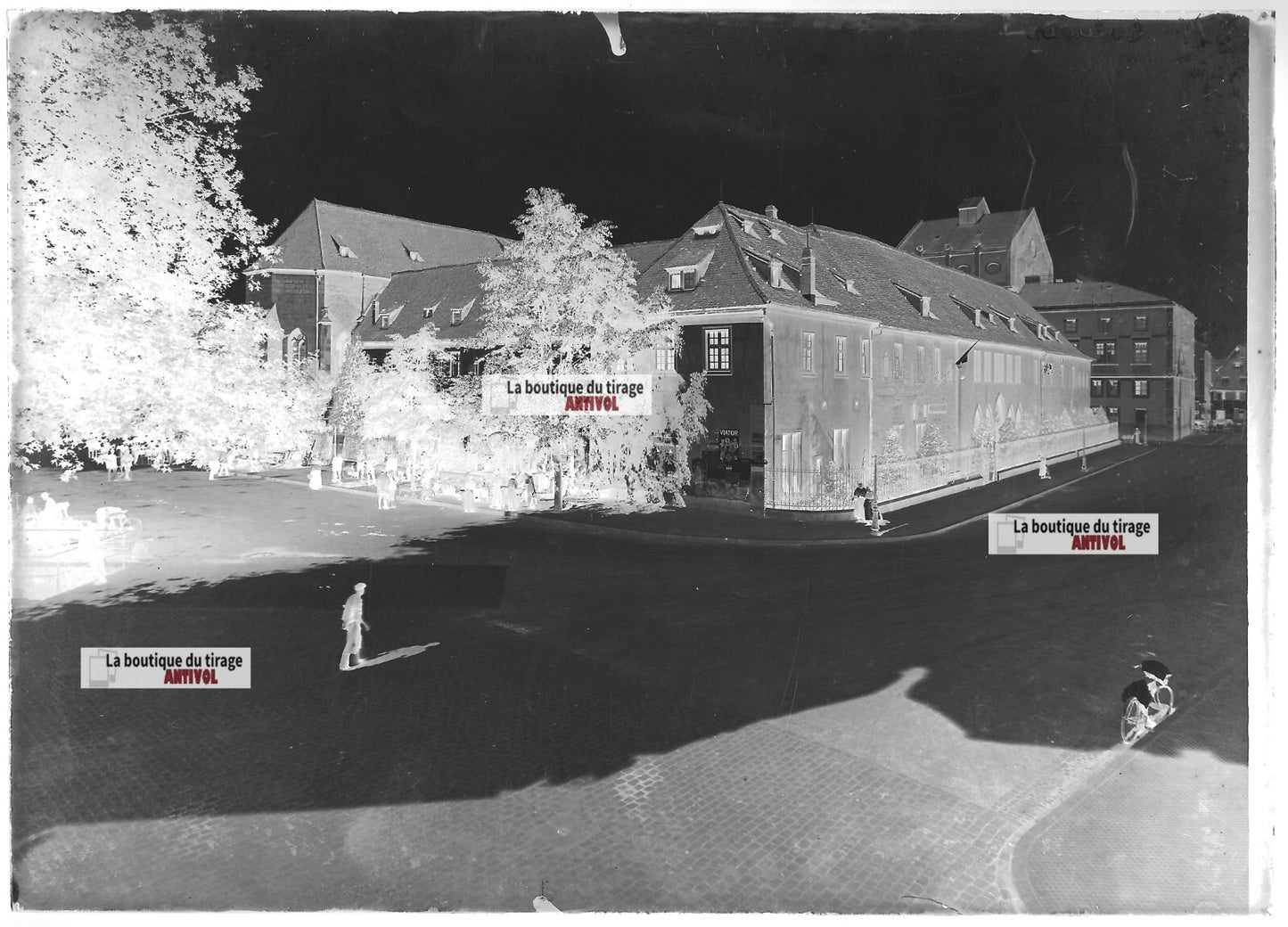 Plaque verre photo ancienne négatif noir et blanc 13x18 cm Colmar France vintage