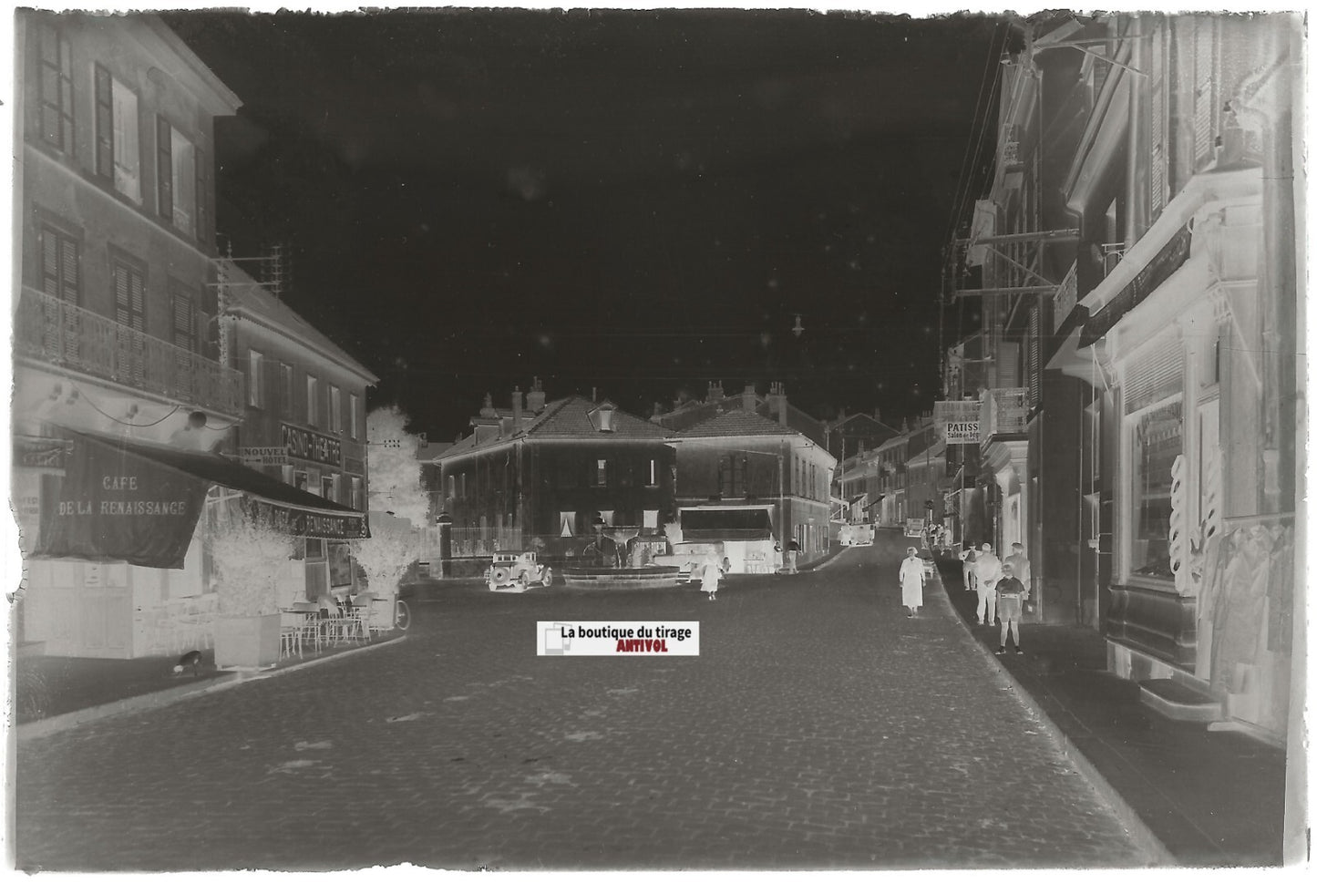 Oyonnax, voiture, Plaque verre photo, négatif noir & blanc 10x15 cm France