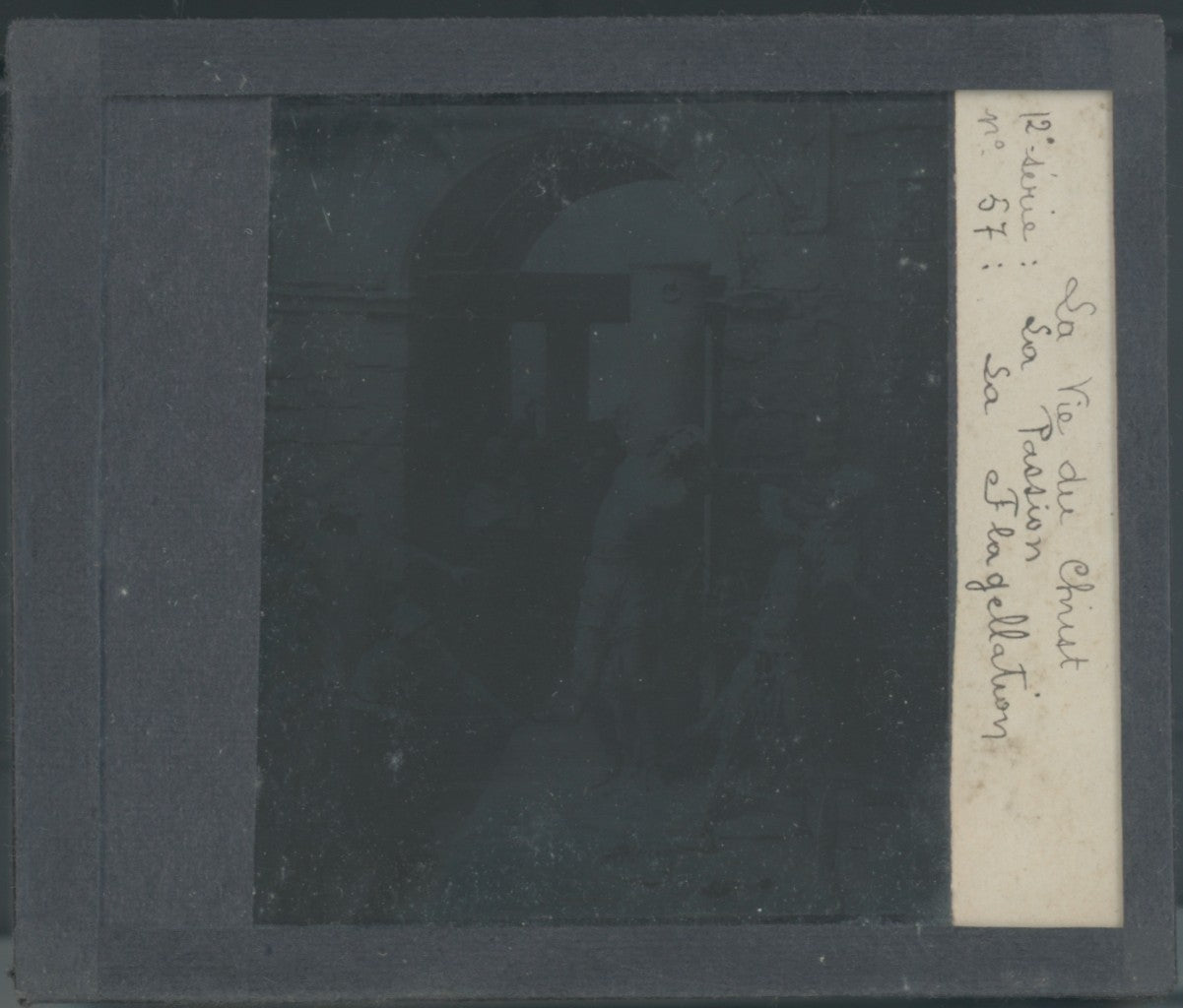 La Flagellation, Christ, photo plaque verre, noir & blanc, positif 8,5x10 cm