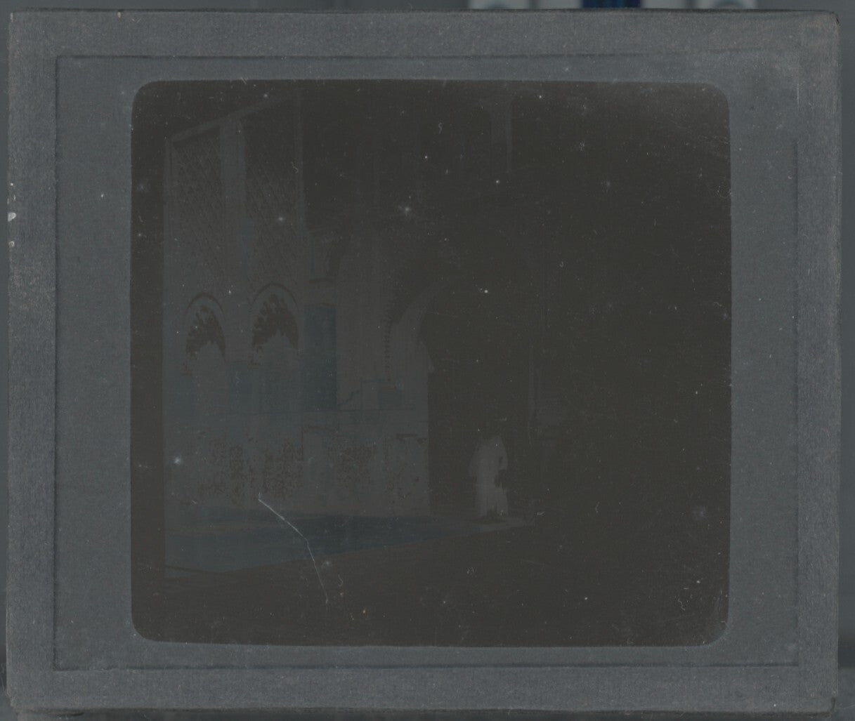 Medersa Ben Youssef, Marrakech, photo ancienne plaque verre, positif 8,5x10 cm